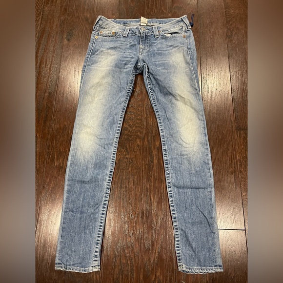 True Religion Denim - TRUE RELIGION Women Sequin Pocket Skinny  Light Denim Size 31  USA